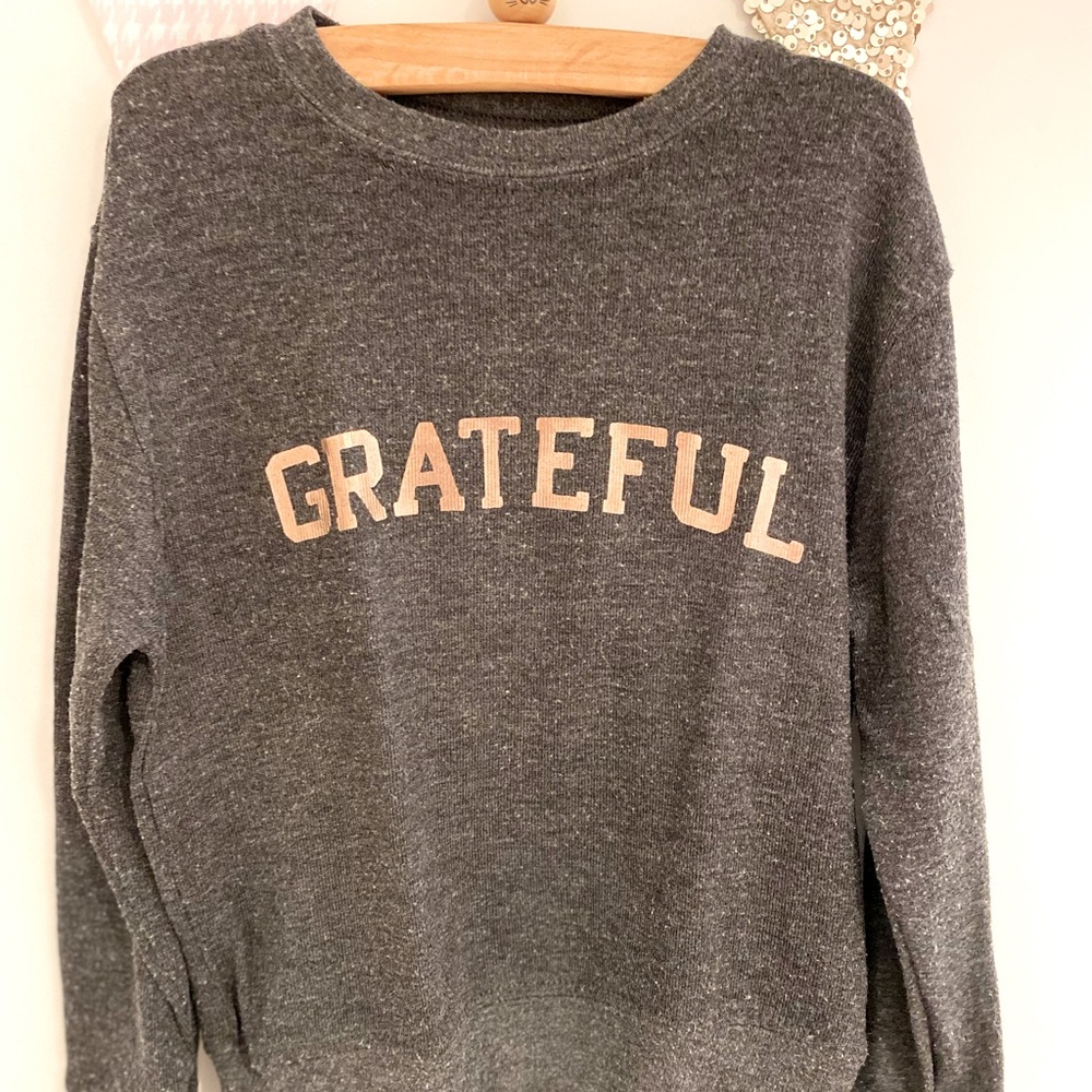 Spiritual Gangster - Grateful in gold foil sweatshirt.  Size 4